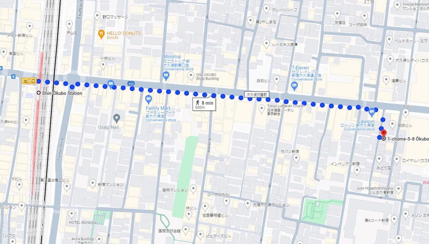 Appartamento グレイシャス東新宿 東新宿駅徒歩4分 新大久保駅徒歩7分 新宿駅徒歩15分 歌舞伎町すぐ近く 美味しい韓国料理屋多数あります